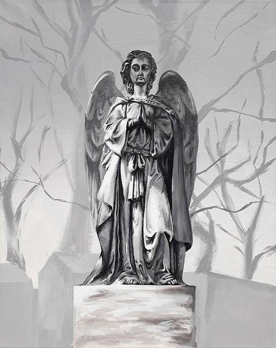 Painting of an angel statue