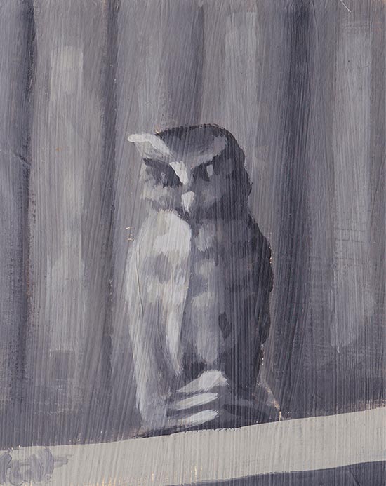 Painting of a little wax owl